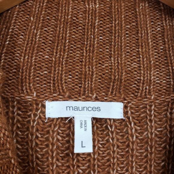Maurices oversized open knit long sleeve mock turtleneck sweater woman's size L - Picture 3 of 9